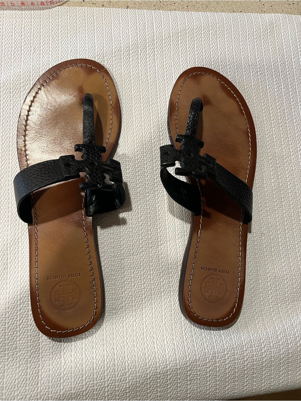 Tory Burch Black Leather Miller  thong Sandals